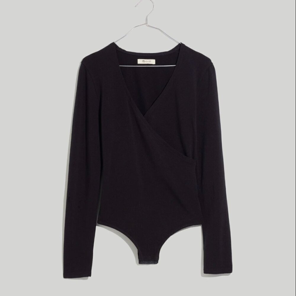 MADEWELL NWT Wrap Thong Bodysuit in True Black, size M